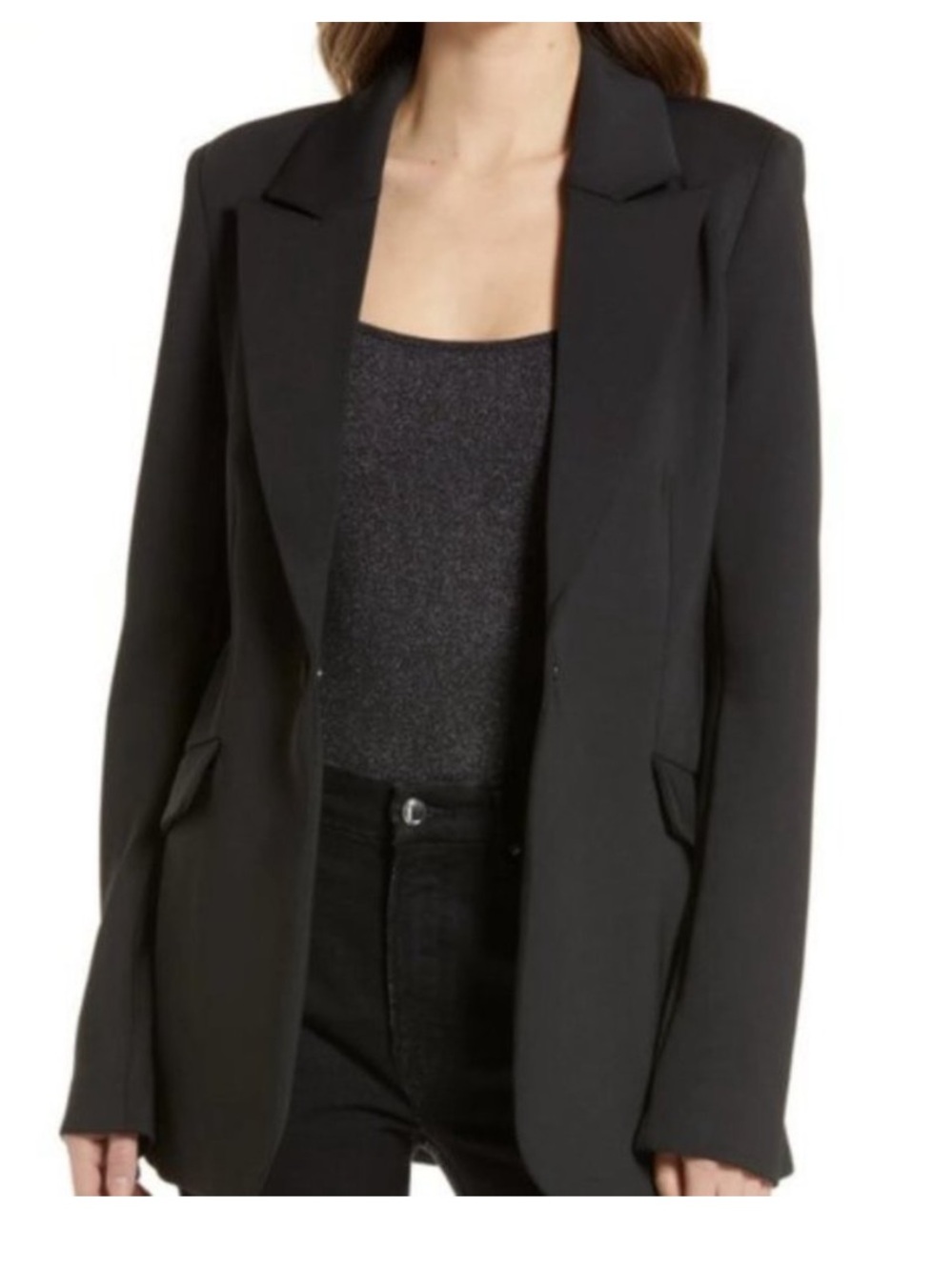 Good American Women's Black Long Sleeve Scuba Blazer Jacket Plus Size 7 (4x)
